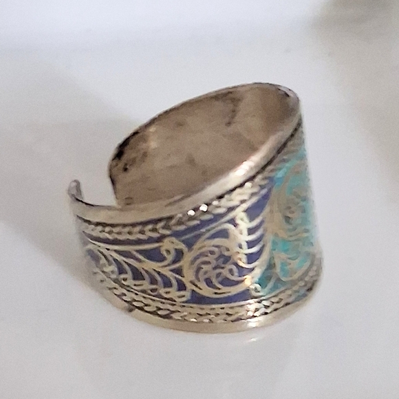 TURQUOISE INLAY RING ADUSTABLE 9-11 - Picture 6 of 7
